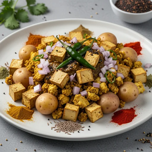 Masala Tofu & Potato Scramble (Tofu Aloo Bhurji) finished dish
