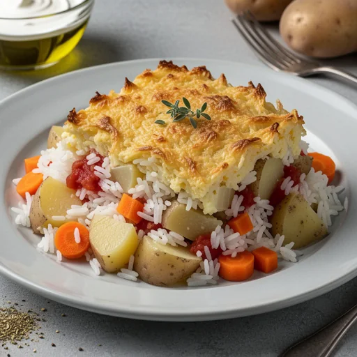 Golden Baked Rice & Potato Casserole finished dish