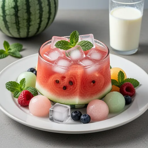 Subak Hwachae (Watermelon Fruit Punch) finished dish
