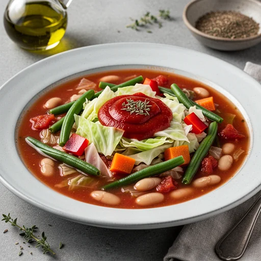 Hearty Vegetarian Cabbage & Tomato Soup finished dish