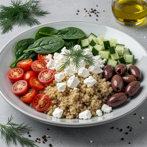 Mediterranean Breakfast Quinoa Bowl finished dish