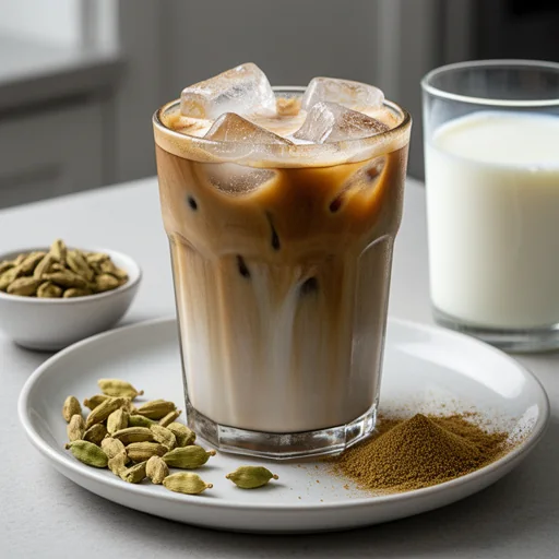 Cardamom Spiced Iced Spanish Latte finished dish