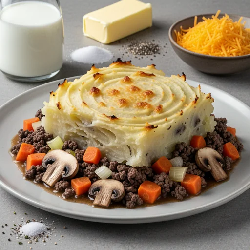 Hearty American Shepherd's Pie with Cheesy Potato Topping finished dish