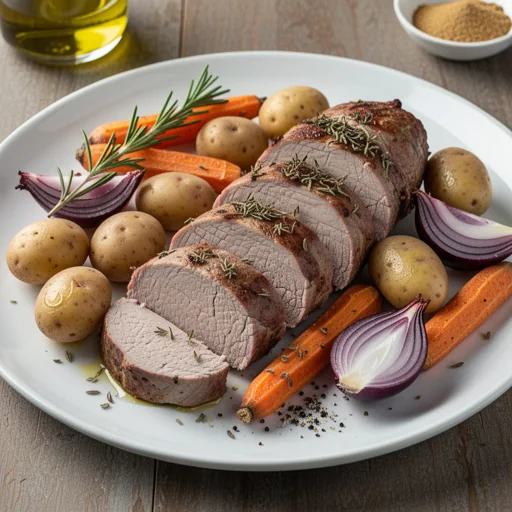 Sheet Pan Pork Tenderloin with Roasted Root Vegetables finished dish